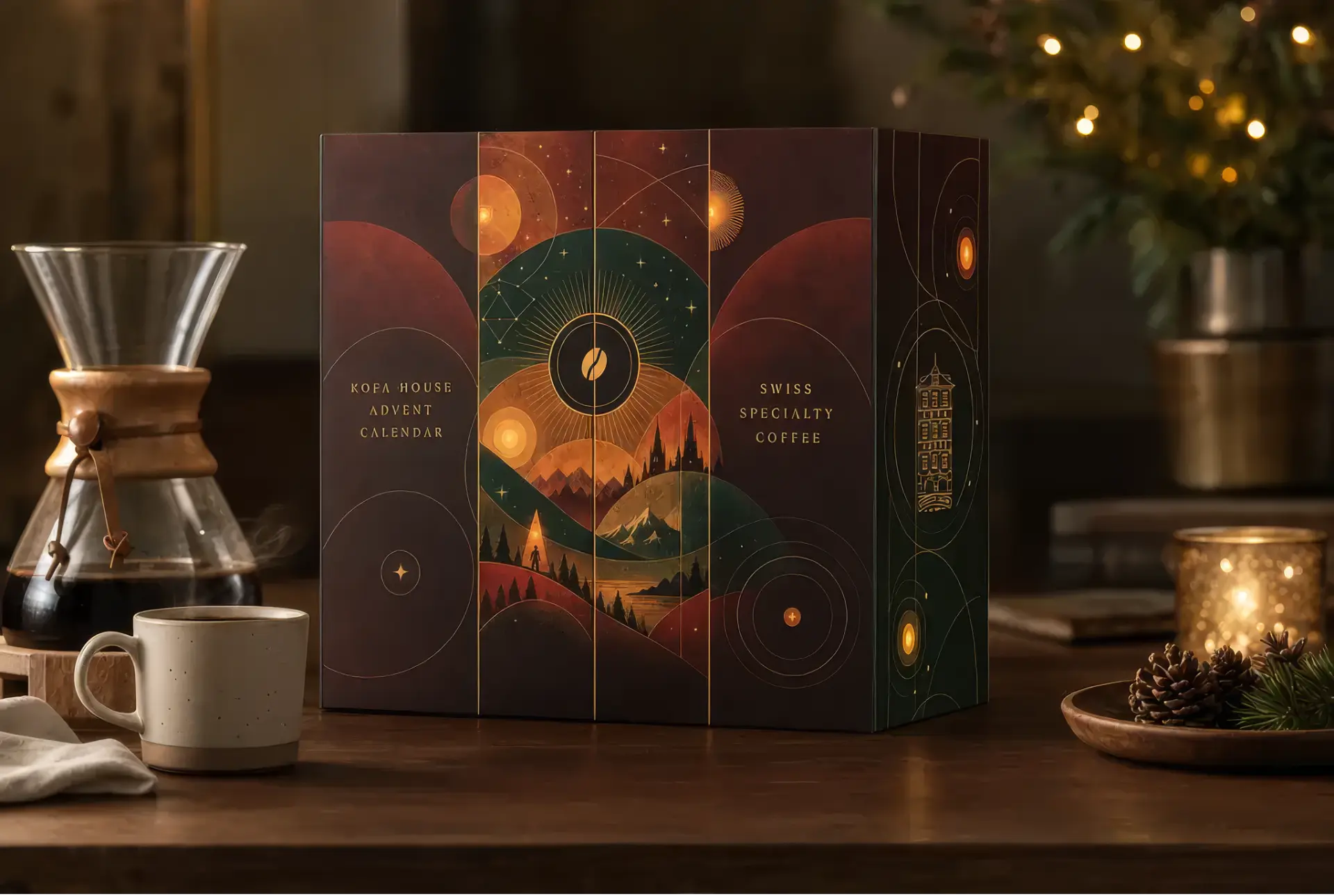 Front view of the Kofa House advent calendar box