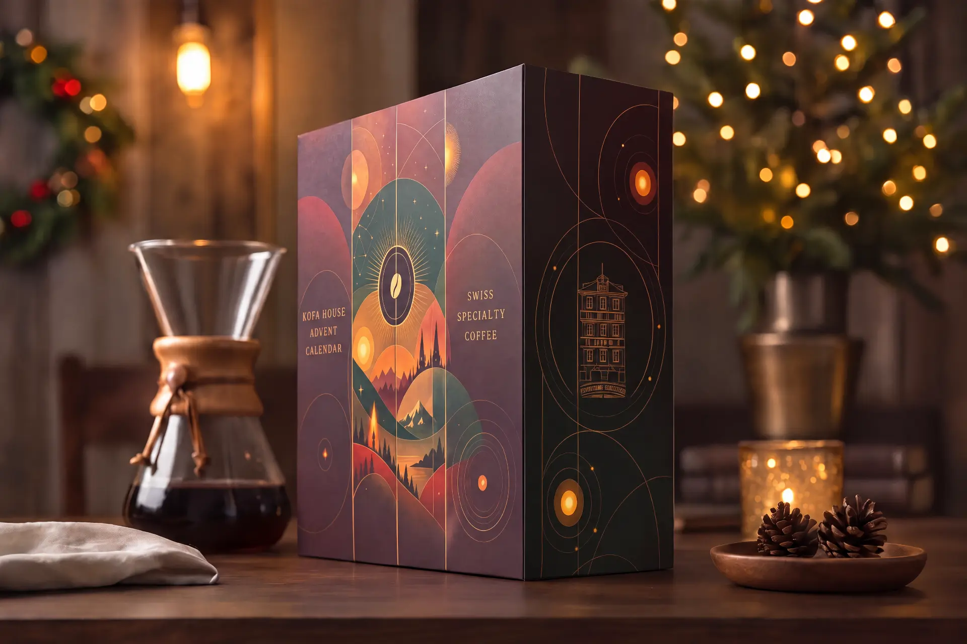 Side view of the Kofa House advent calendar box